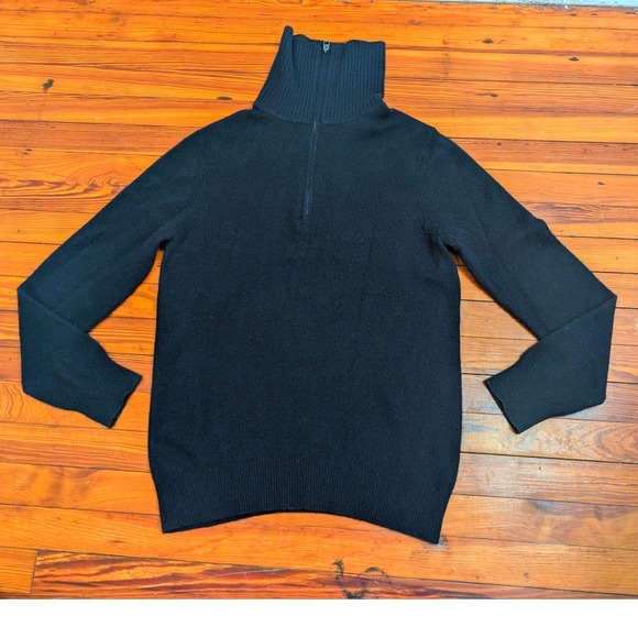 Burberry Brit Other - Burberry Brit Mens Navy Blue Quarter Zip Sweater Nova Check Elbow Patches Large
